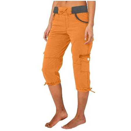 Rovga Women Shorts Straight Leg Pants Leisure Solid Color High Waist Trousers Elastic Waist Kawaii 2564 Hiking Outdoor Summer Shorts Pink Xl