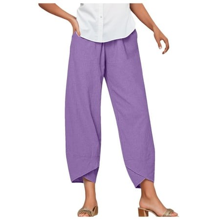 Rovga Women Shorts Straight Leg Pants Leisure Solid Color High Waist Trousers Elastic Waist Kawaii 3119 Hiking Outdoor Summer Shorts Pink Xl