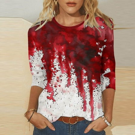 SZJXBUY Womens 3/4 Sleeve Blouse Halloween Shirts for Women Crewneck Tunic Tshirt Cute Ghost Graphic Tee 2024 Fall Outfits Funny Gifts Tops White XXL