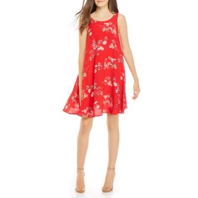 Juniors' Hint of Mint High Neck Swing Dress, Women's, Size: Medium, Red Overfl