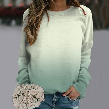 Fulijie Long Sleeve Sweatshirt Organizer for Closet  Crew Neck Fall Outfits for Women 2313  Women S Fashion to P Gradient Print Hooded Sweatshirt Pull
