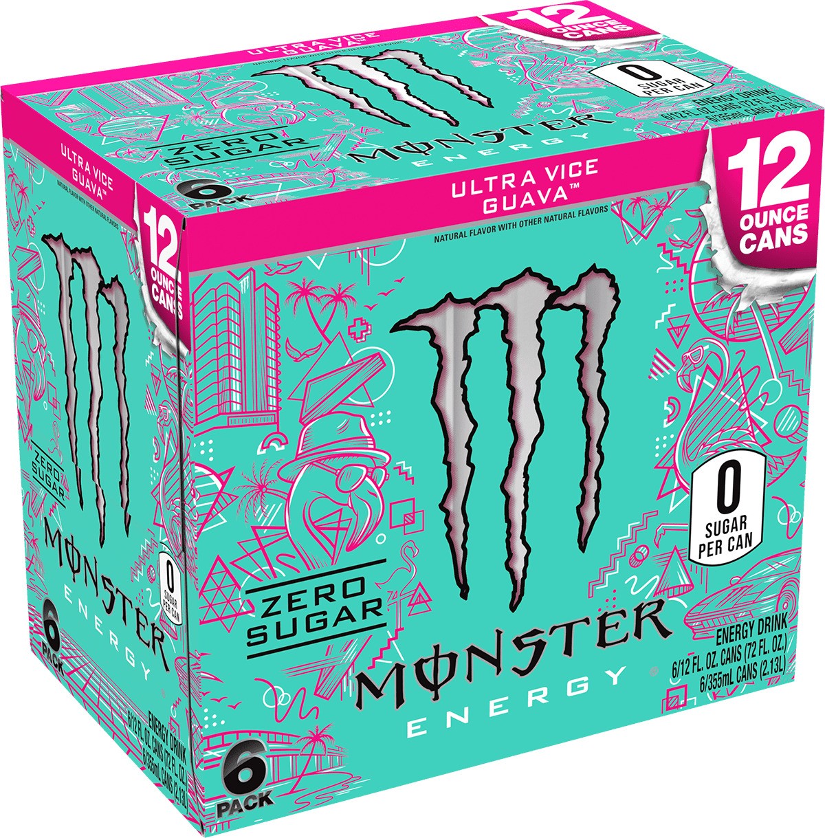 Monster Ultra Vice Guava Sugar Free Energy Drink 12 Fl Oz 6 Pack thumbnail