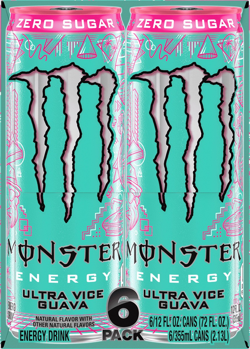 Monster Ultra Vice Guava Sugar Free Energy Drink 12 Fl Oz 6 Pack thumbnail