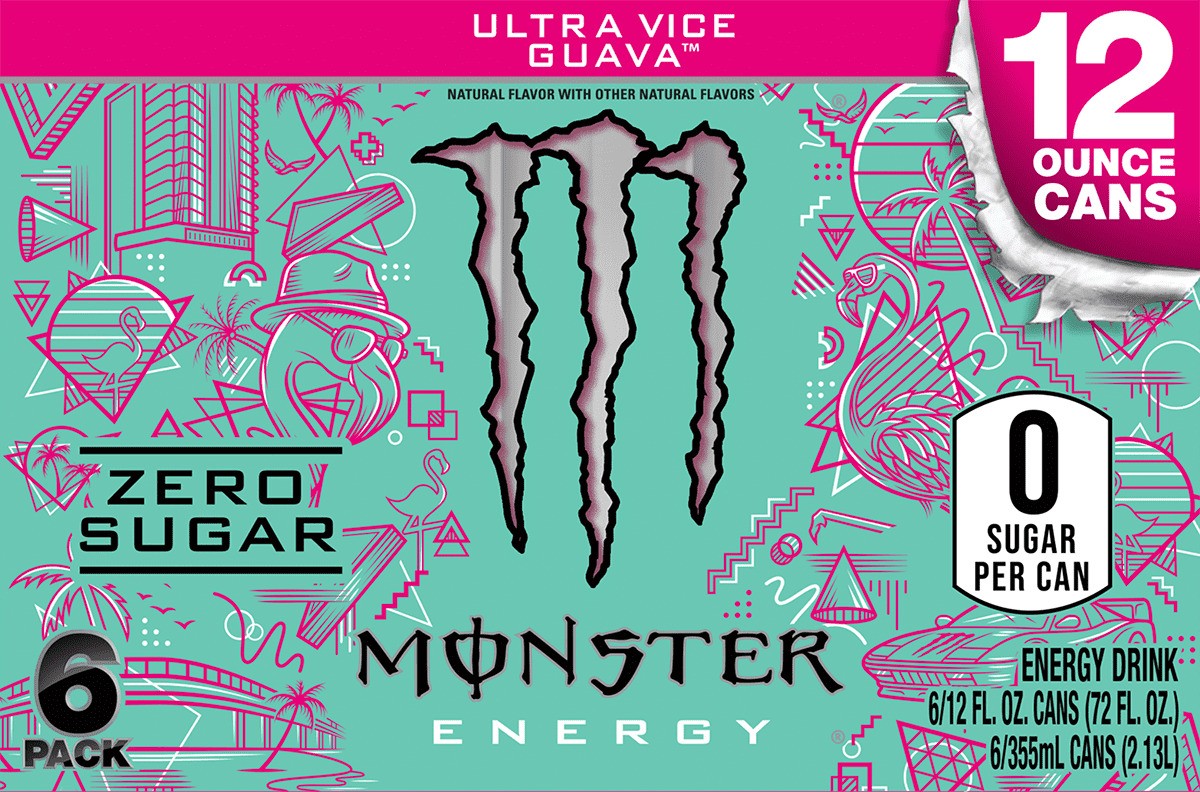Monster Ultra Vice Guava Sugar Free Energy Drink 12 Fl Oz 6 Pack thumbnail
