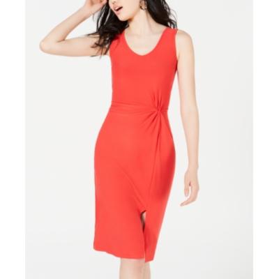 Ultra Flirt Dress Bright Red Size Medium M Junior Sheath Knotted Front 6858-0330-P - M