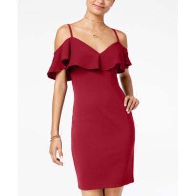 Emerald Sundae Dress Red Size Medium M Junior Sheath Cold Shoulder 7318-0036-P - M