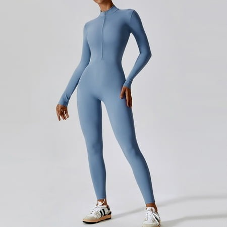 NEWCE Zipper Naked Long-sleeved Yoga One-piece Suit High-intensity Fitness Sports One-piece Tight 8306