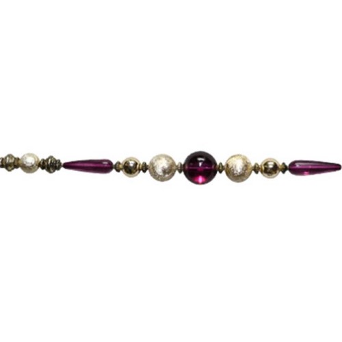 584658-1021 8 Ft. Intrigue Bead Garland, Purple & Gold