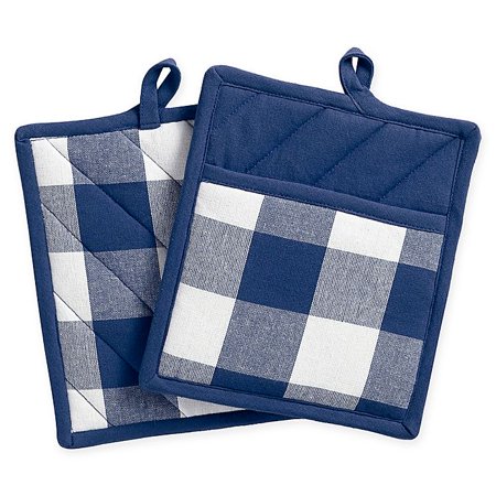 Elrene Home Fashions Farmhouse Living Buffalo-Check Pot-Holder Set  Rustic Pot Holders for Kitchen  Set of 2  8