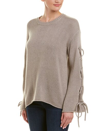 Acrobat Womens Lace-up Sleeve Wool-Blend Sweater