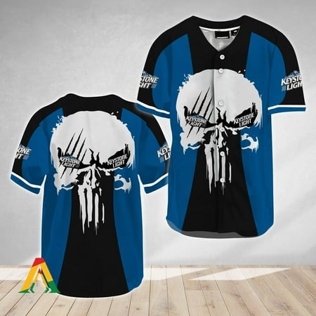 Ghost Head White Skull Keystone Light Baseball Jersey  Beer Baseball Jersey  Coke Baseball Jersey  Hot Baseball Beer