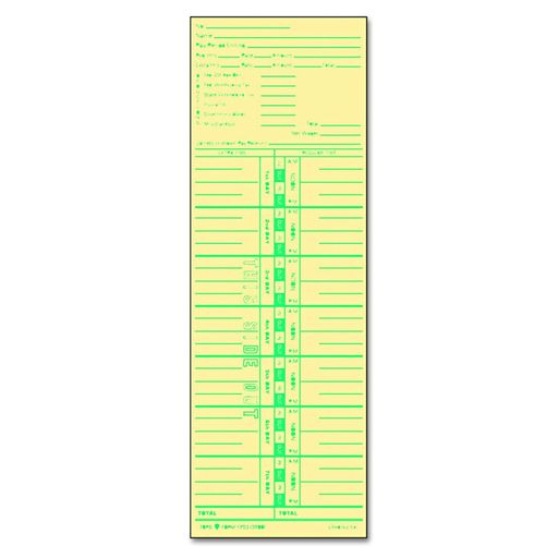 TOPS BUSINESS FORMS 1253 Time Card for Acroprint and Lathem, Weekly, 3-1/2 X