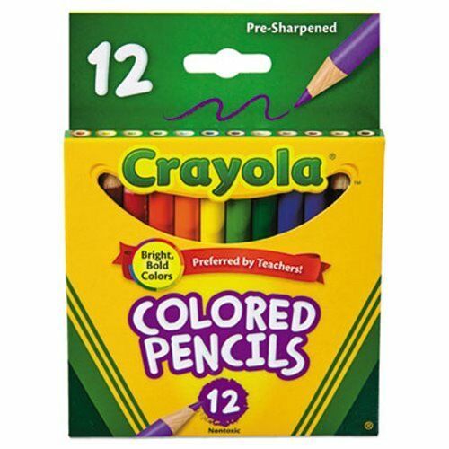 Crayola Short Barrel Colored Woodcase Pencils, 12 Assorted Colors (CYO684112)