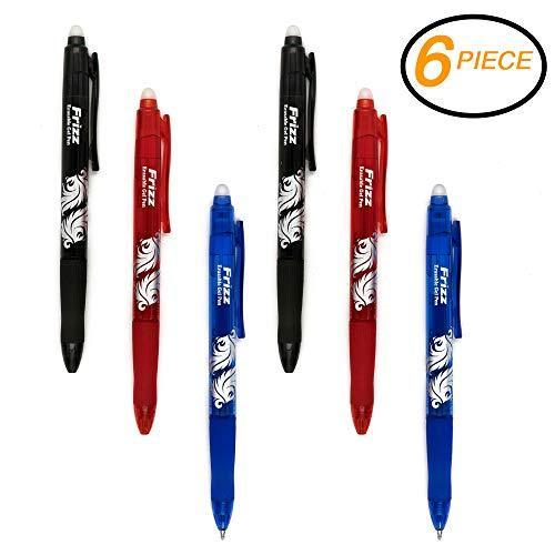 Emraw Erasable Gel Pen Assorted Color Retractable W/grip - for Home  Office & School (6-pack)