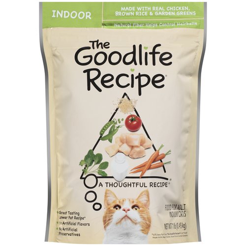 The Goodlife Recipe Indoor with Real Chicken, Brown Rice and Garden Greens Dry Cat Food, 1 Lb