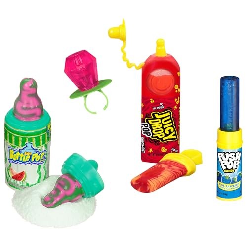 Candy Variety Pack - 4 Count Assorted Lollipops - Ring Pop, Push Pop, Baby Bottle Pop & Juicy Drop - Ideal for Birthdays, Party Favors, Celebrations & thumbnail
