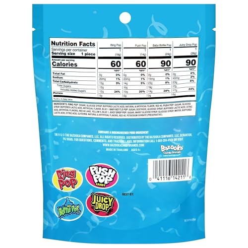 Candy Variety Pack - 4 Count Assorted Lollipops - Ring Pop, Push Pop, Baby Bottle Pop & Juicy Drop - Ideal for Birthdays, Party Favors, Celebrations & thumbnail