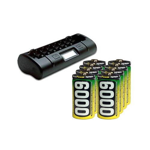 8 Bay LCD Maha Powerex Battery Charger + 8 C AccuPower NiMH Batteries (6000 MAh)