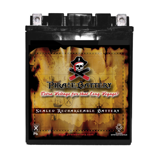 Pirate Battery YB14A-A2 (14A-A2 12 Volt 14 Ah  190 CCA) Atv Battery for Polaris Magnum  Trail Boss 330cc 03- 09