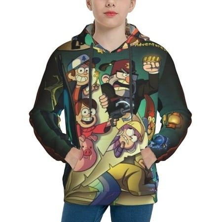 Gravity Falls Youth Hoodies 3D Print Pullover Hooded Sweatshirt Unisex Casual Sweater Tops Blouse Long Sleeve Kids Hoodie X-Large