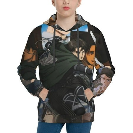 Attack on Titan Youth Hoodies 3D Print Pullover Hooded Sweatshirt Unisex Casual Sweater Tops Blouse Long Sleeve Kids Hoodie X-Large
