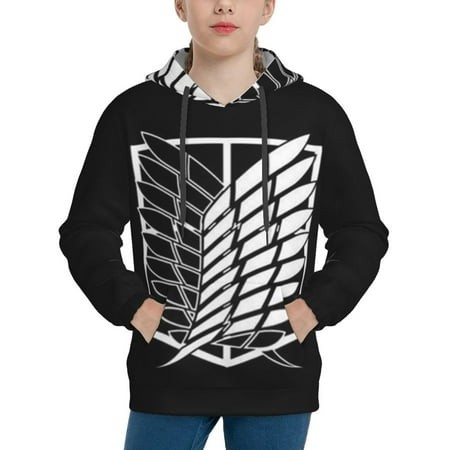 Attack on Titan Youth Hoodies 3D Print Pullover Hooded Sweatshirt Unisex Casual Sweater Tops Blouse Long Sleeve Kids Hoodie X-Large