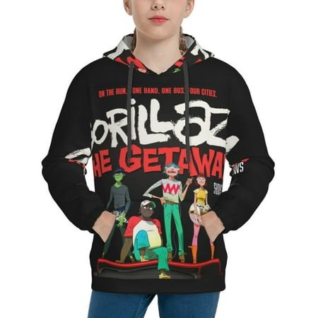 Gorillaz Youth Hoodies 3D Print Pullover Hooded Sweatshirt Unisex Casual Sweater Tops Blouse Long Sleeve Kids Hoodie X-Large
