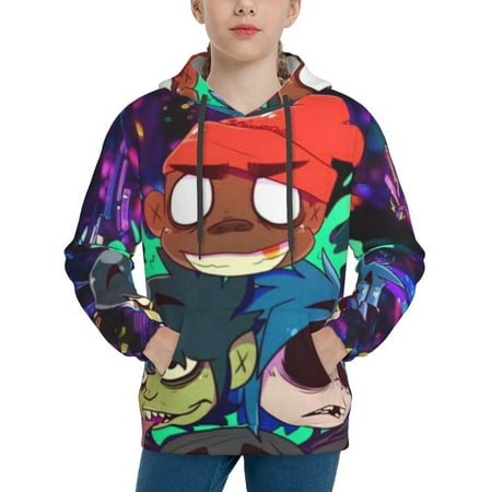 Gorillaz Youth Hoodies 3D Print Pullover Hooded Sweatshirt Unisex Casual Sweater Tops Blouse Long Sleeve Kids Hoodie X-Large
