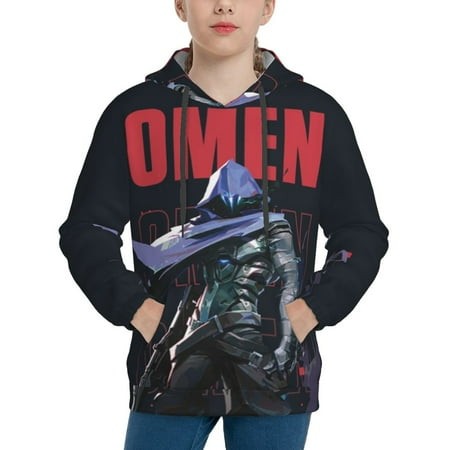 Valoranta Omen Youth Hoodies 3D Print Pullover Hooded Sweatshirt Unisex Casual Sweater Tops Blouse Long Sleeve Kids Hoodie X-Large