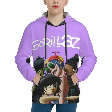 Gorillaz Youth Hoodies 3D Print Pullover Hooded Sweatshirt Unisex Casual Sweater Tops Blouse Long Sleeve Kids Hoodie X-Large