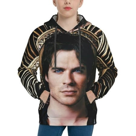 Vampire Diaries Youth Hoodies 3D Print Pullover Hooded Sweatshirt Unisex Casual Sweater Tops Blouse Long Sleeve Kids Hoodie X-Large