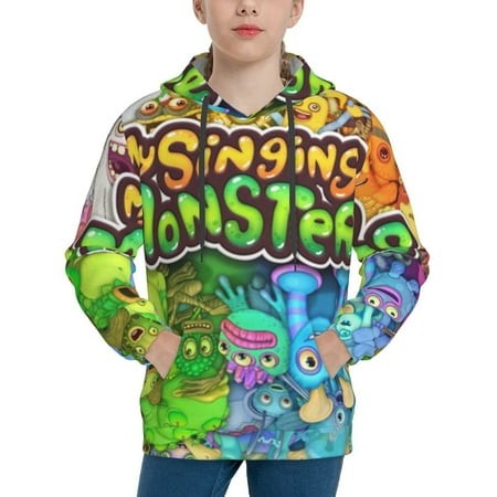 My Singing Monsters Youth Hoodies 3D Print Pullover Hooded Sweatshirt Unisex Casual Sweater Tops Blouse Long Sleeve Kids Hoodie X-Large