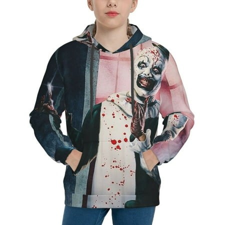 Terrifier Youth Hoodies 3D Print Pullover Hooded Sweatshirt Unisex Casual Sweater Tops Blouse Long Sleeve Kids Hoodie X-Large
