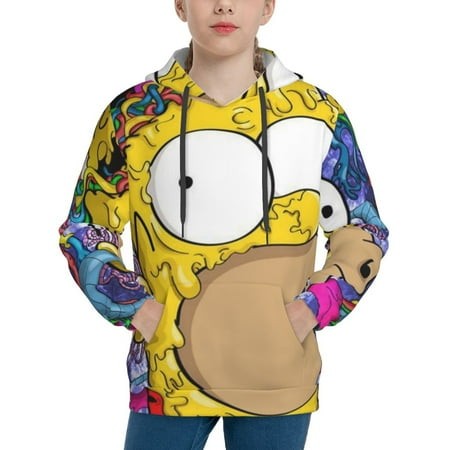 Simpsons Youth Hoodies 3D Print Pullover Hooded Sweatshirt Unisex Casual Sweater Tops Blouse Long Sleeve Kids Hoodie X-Large