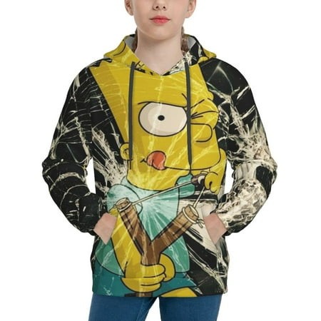 Simpsons Youth Hoodies 3D Print Pullover Hooded Sweatshirt Unisex Casual Sweater Tops Blouse Long Sleeve Kids Hoodie X-Large