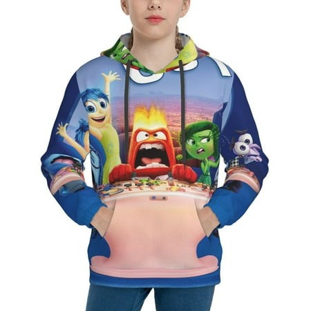 Inside Out Youth Hoodies 3D Print Pullover Hooded Sweatshirt Unisex Casual Sweater Tops Blouse Long Sleeve Kids Hoodie X-Large