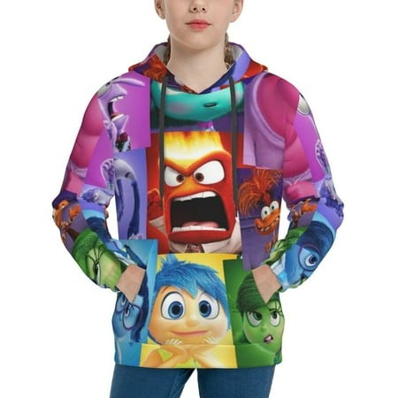 Inside Out Youth Hoodies 3D Print Pullover Hooded Sweatshirt Unisex Casual Sweater Tops Blouse Long Sleeve Kids Hoodie X-Large