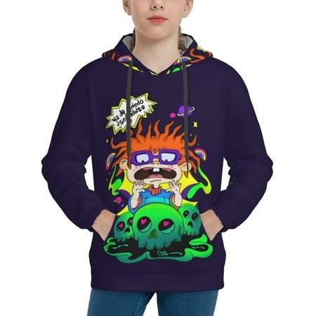 Rugrats Youth Hoodies 3D Print Pullover Hooded Sweatshirt Unisex Casual Sweater Tops Blouse Long Sleeve Kids Hoodie X-Large