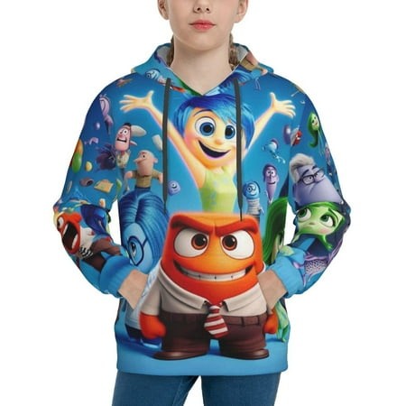 Inside Out Youth Hoodies 3D Print Pullover Hooded Sweatshirt Unisex Casual Sweater Tops Blouse Long Sleeve Kids Hoodie X-Large