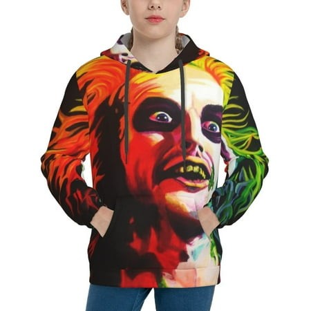 Beetlejuice Youth Hoodies 3D Print Pullover Hooded Sweatshirt Unisex Casual Sweater Tops Blouse Long Sleeve Kids Hoodie X-Large