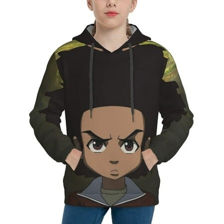 The Boondocks Youth Hoodies 3D Print Pullover Hooded Sweatshirt Unisex Casual Sweater Tops Blouse Long Sleeve Kids Hoodie X-Large