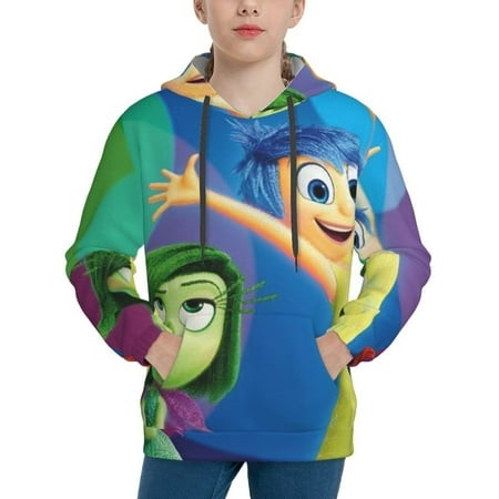 Inside Out Youth Hoodies 3D Print Pullover Hooded Sweatshirt Unisex Casual Sweater Tops Blouse Long Sleeve Kids Hoodie X-Large