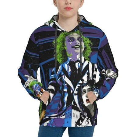 Beetlejuice Youth Hoodies 3D Print Pullover Hooded Sweatshirt Unisex Casual Sweater Tops Blouse Long Sleeve Kids Hoodie X-Large