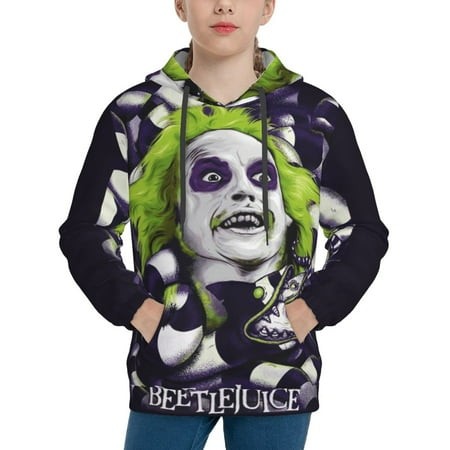 Beetlejuice Youth Hoodies 3D Print Pullover Hooded Sweatshirt Unisex Casual Sweater Tops Blouse Long Sleeve Kids Hoodie X-Large