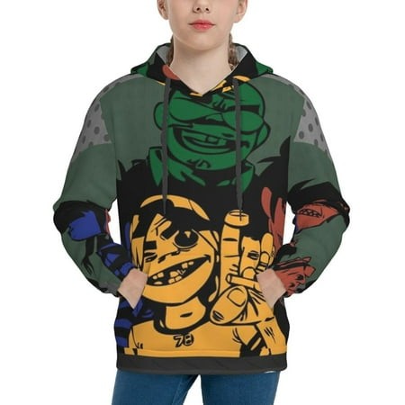 Gorillaz Youth Hoodies 3D Print Pullover Hooded Sweatshirt Unisex Casual Sweater Tops Blouse Long Sleeve Kids Hoodie X-Large