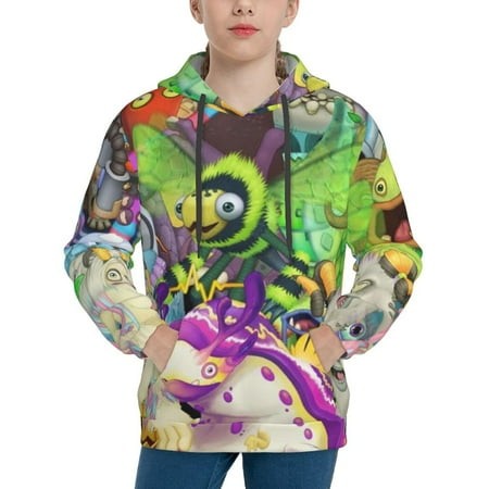 My Singing Monsters Youth Hoodies 3D Print Pullover Hooded Sweatshirt Unisex Casual Sweater Tops Blouse Long Sleeve Kids Hoodie X-Large