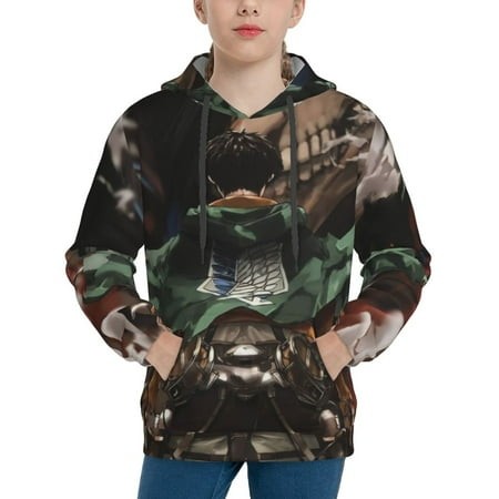 Attack on Titan Youth Hoodies 3D Print Pullover Hooded Sweatshirt Unisex Casual Sweater Tops Blouse Long Sleeve Kids Hoodie X-Large