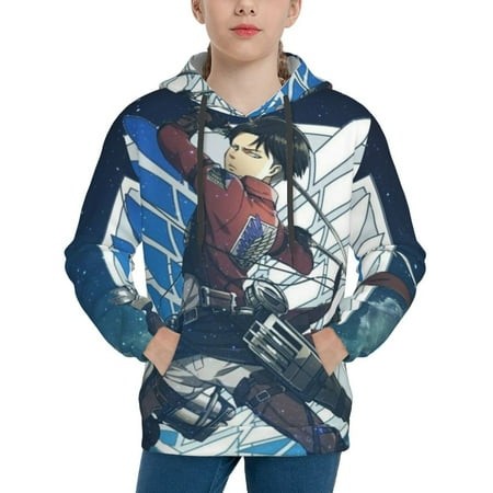 Attack on Titan Youth Hoodies 3D Print Pullover Hooded Sweatshirt Unisex Casual Sweater Tops Blouse Long Sleeve Kids Hoodie X-Large