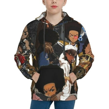 The Boondocks Youth Hoodies 3D Print Pullover Hooded Sweatshirt Unisex Casual Sweater Tops Blouse Long Sleeve Kids Hoodie X-Large