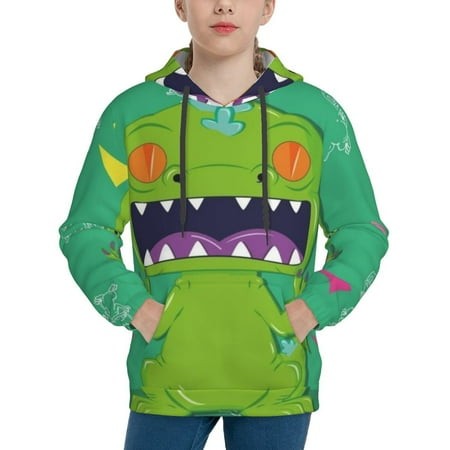 Rugrats Youth Hoodies 3D Print Pullover Hooded Sweatshirt Unisex Casual Sweater Tops Blouse Long Sleeve Kids Hoodie X-Large